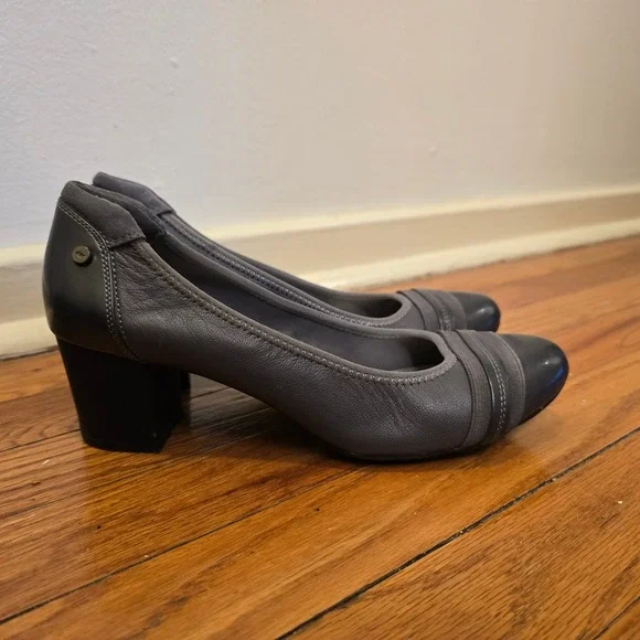 Anne Klein Heels Guardian Womens 9 Gray Leather Pumps - Picture 1 of 11